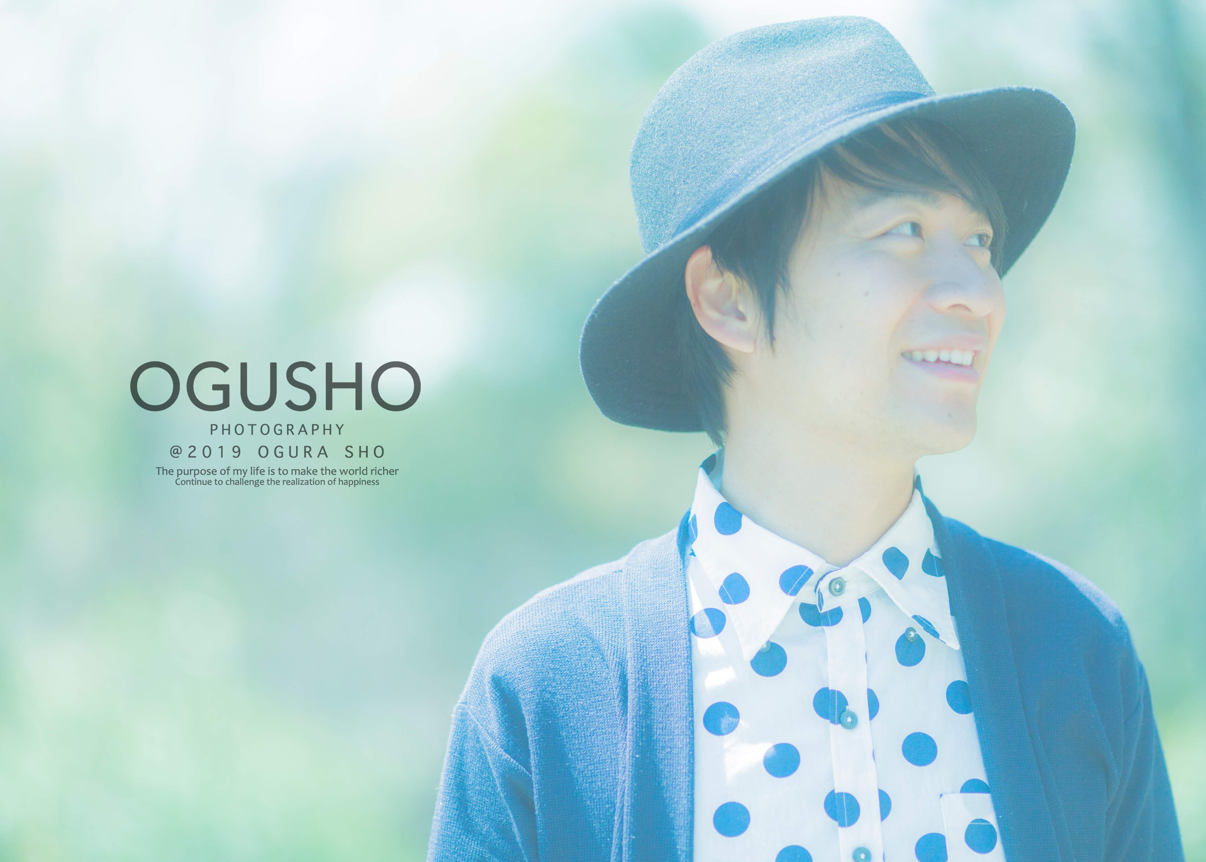 OGUSHOブランドのポートレート（帽子・水玉シャツ）
